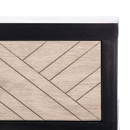 SAFAVIEH Home Collection Ajana Black and Greige 2-Drawer Console Table