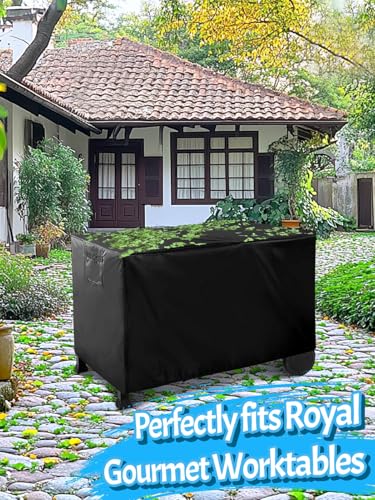 Outdoor Dining Grill Cart Cover - 41"L*24"W*32"H, Compatible with Royal Gourmet Worktable PC3401B PC3401S Food Prep Table, Heavy Duty Waterproof BBQ Serving Worktable Metal Movable Station
