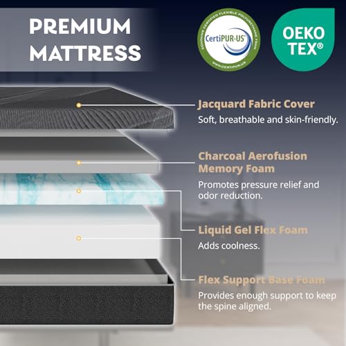 Full Size Adjustable Bed Frame + 12 Inch Gel Memory Foam Mattress, view 7