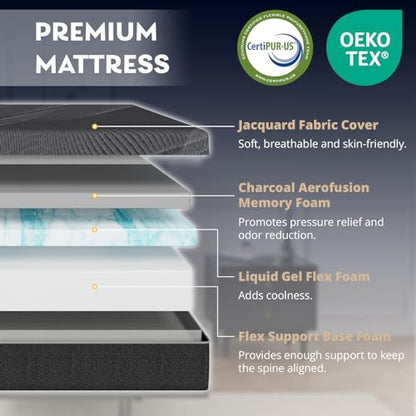 Full Size Adjustable Bed Frame + 12 Inch Gel Memory Foam Mattress, view 7
