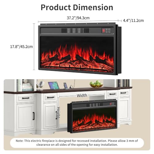 94" Farmhouse Entertainment Center TV Stand with 36" Fireplace, view 4