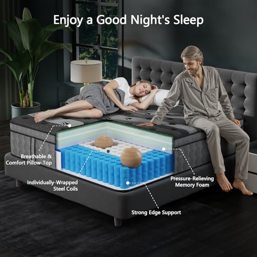 King Size Mattress 16 Inch, Upgraded Luxury Hybrid King Mattress in a Box, view 3