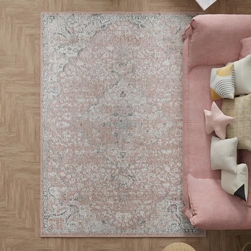 Harper HY50B Pink Amaranth Transitional Vintage Non-Shedding Living Room Bedroom Nursery Dining Home Office Area Rug, 5'0"x7'0"