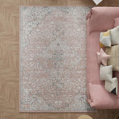 Harper HY50B Pink Amaranth Transitional Vintage Non-Shedding Living Room Bedroom Nursery Dining Home Office Area Rug, 5'0"x7'0"