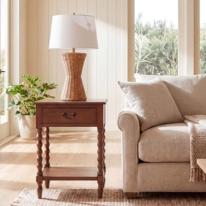 SAFAVIEH Furniture - Athena 1-Drawer Accent Table - Brown - Solid Wood - Farmhouse Classic Design - Ideal for Living Room, Entryway, Home Office, 19"W x 15.8"D x 26"H (ACC5703C)