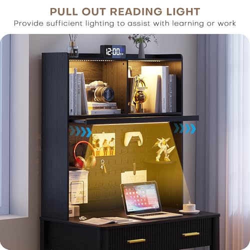 Small Study Desk with Drawers and Reading Lights for Compact Space, view 5