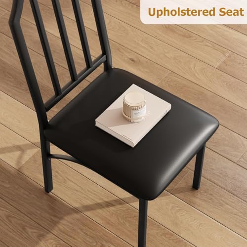 Dining Table Set for 4, Kitchen Table Set of 4 with Upholstered Cushion Chairs, Dining Room Table Set with Kitchen Chairs, Easy to Assemble, Suitable for Apartment - (Rustic Walnut)