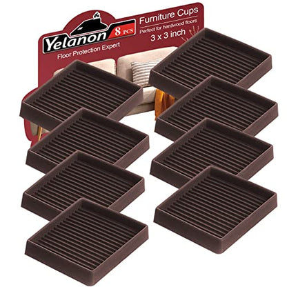 Non Slip Furniture Pads for Hardwood Floors -8 Pcs 3” Furniture Coasters Cups, Anti Skid Furniture Grippers Rubber Feet, Floor Protectors for Furniture Bed Couch Stoppers