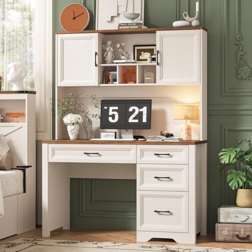 Farmhouse Executive Desk with 4 Drawers and Storage Cabinet, view 4