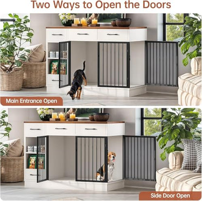 47" Heavy Duty Indoor Dog Crate Furniture for Medium Dogs, White, view 4