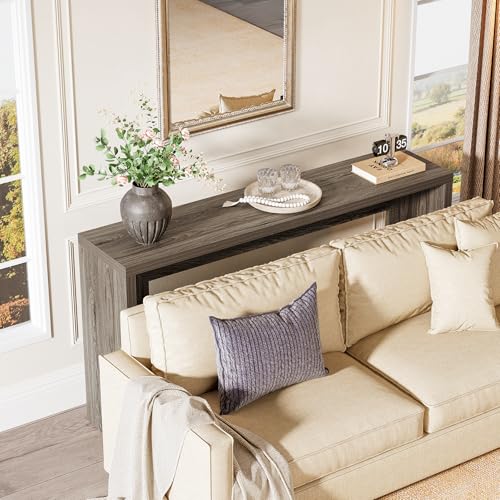 Tribesigns Farmhouse Console Table, 55-Inch Wooden Sofa Table with Storage for Entryway, Foyer, Hallway, Living Room, Easy Assembly (Gray)
