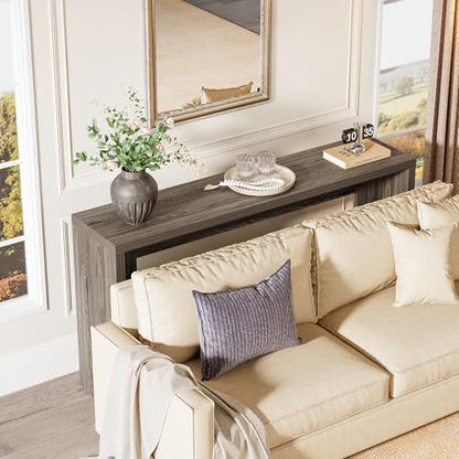 Tribesigns Farmhouse Console Table, 55-Inch Wooden Sofa Table with Storage for Entryway, Foyer, Hallway, Living Room, Easy Assembly (Gray)