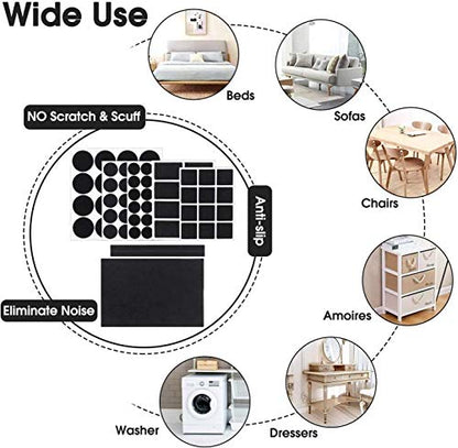Felt Furniture Pads for Hardwood Floors -261 Pcs Premium Floor Protectors for Furniture, Felt Pads for Chair Legs, Black