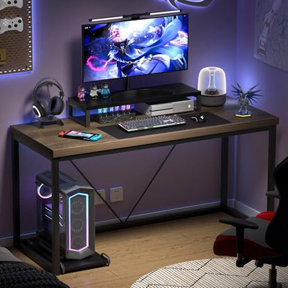 Modern Home Office Desk, Rustic Wood and Metal Computer Desks, view 4