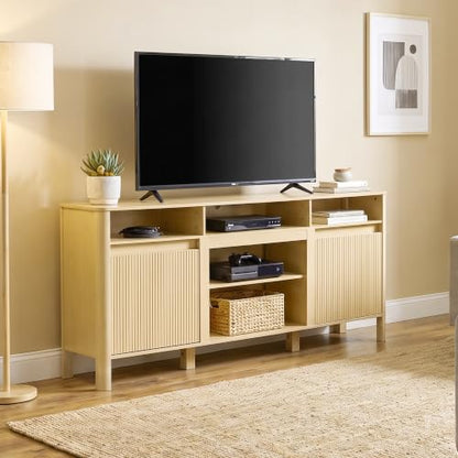 68" Mid Century Modern TV Stands for Living Room, Fulted TV Stand, view 8