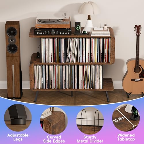 Record Player Stand with Vinyl Record Storage - 3-Tier Record Player Table, view 8