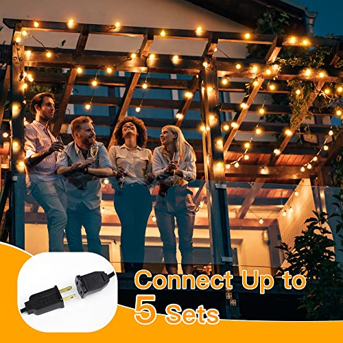150FT Outdoor String Lights, Waterproof Connectable Shatterproof Outside Light with 75 Edison + 4 Spare LED Bulbs Plug in, Patio Lights for Indoor Balcony Porch Camping Deck