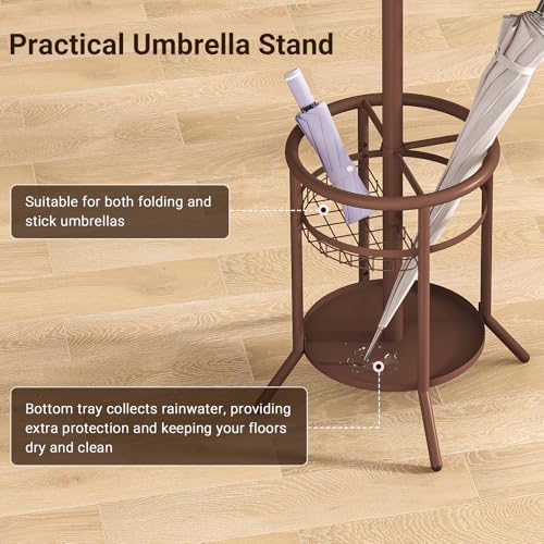 Coat Rack Freestanding, Metal Coat Rack with Umbrella Holder, view 5