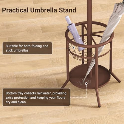 Coat Rack Freestanding, Metal Coat Rack with Umbrella Holder, view 5
