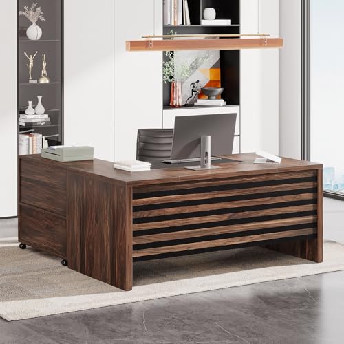 Tribesigns 62.2" L-Shaped Executive Desk with Mobile File Cabinet, view 7
