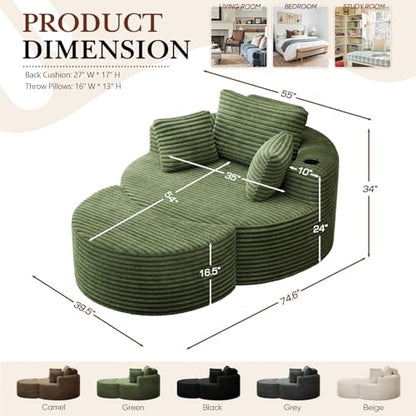 Oversized Round Chaise Longue Chair with Ottoman, view 3