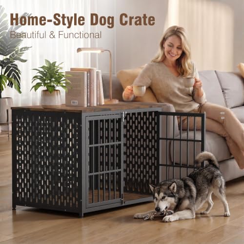 Heavy Duty 42 Inch Indestructible Furniture Dog Crate for High Anxiety Dogs, view 3