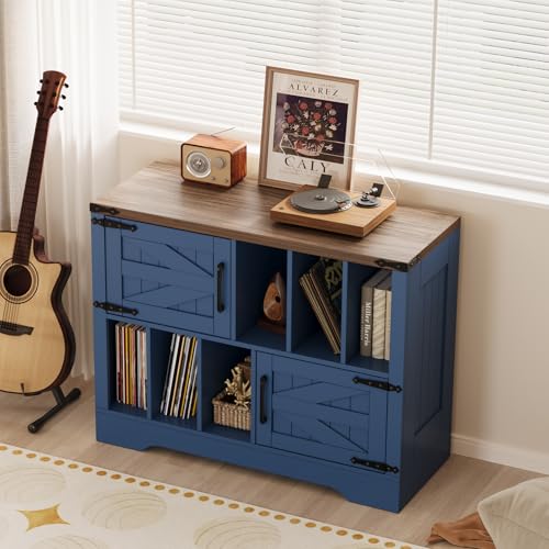 Large Farmhouse Record Player Stand with Vinyl Storage, view 8