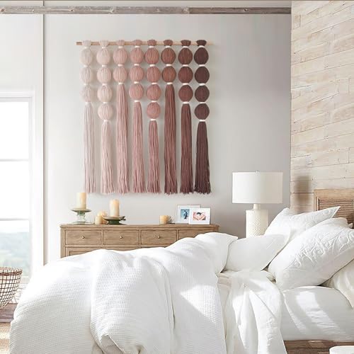 Macrame Wall Hanging Yarn Wall Art Boho Wall Decor Tassel Wall Decor for Bohemian Home Living Room Bedroom Backdrop 27" W x 31" L