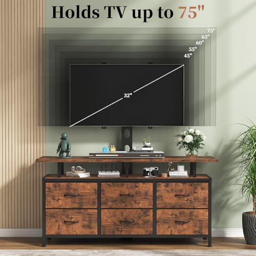 Rustic Brown TV Stand with Mount for 32/45/55/60/65/75 inch TVs, view 4