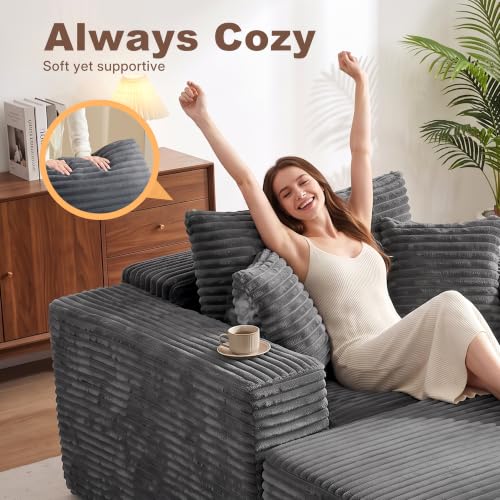 Boneless Sofa Bed in Corduroy for Living Room, view 5