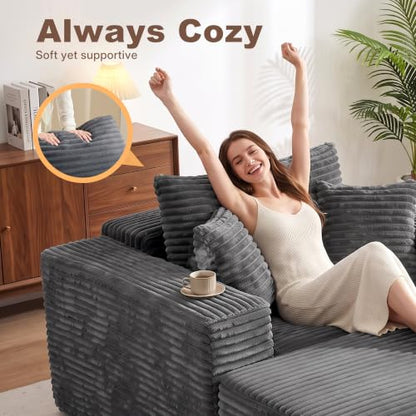 Boneless Sofa Bed in Corduroy for Living Room, view 5