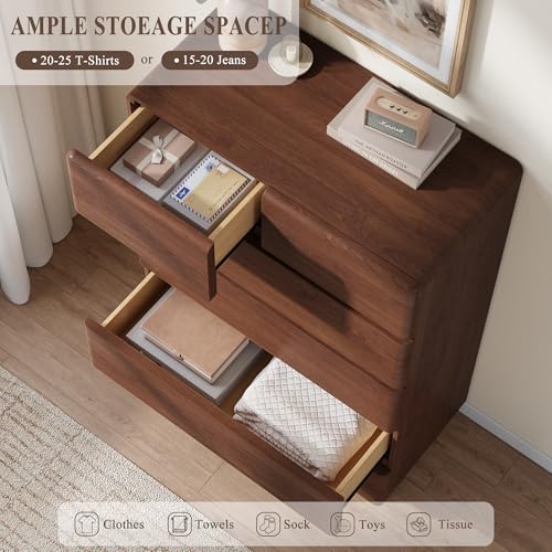 Walnut 6 Drawer Dresser for Bedroom, 48" Tall Chest of Drawers, view 5