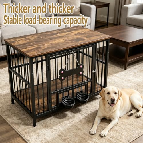 41" Dog Crate Furniture, Heavy Duty Metal Dog Kennel Indoor, view 7