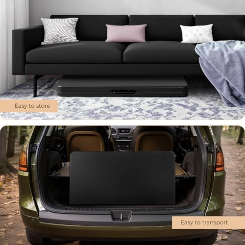 34" Folding Card Table Square Foldable Table Plastic Portable with Detachable Legs, Dual Height Adjustable, Heavy-Duty Indoor Outdoor Dining, Game, Picnic, Mahjong Tables-Black