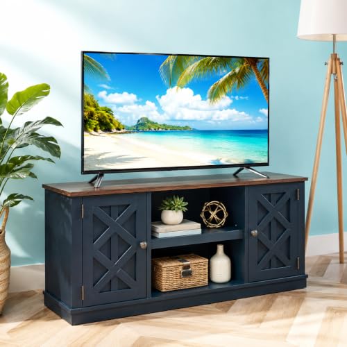 54 Inch TV Stand Entertainment Center with 2 Front Doors and 6 Shelves for TVs, view 4