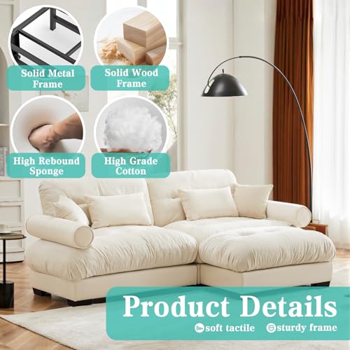 L Shaped Couches for Living Room, Small Sectional Sofa Set with Reversible Chaise, Modern Designed Sleeper Sofas and Modular Couch Function, Suitable for Small Spaces in Apartment, Beige