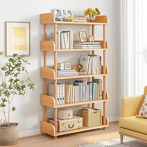 5-Tier Wooden Open Bookcase, Oak, view 2