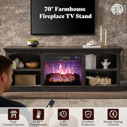 70" Fireplace TV Stand for TVs up to 80" One-Box Delivery, view 5