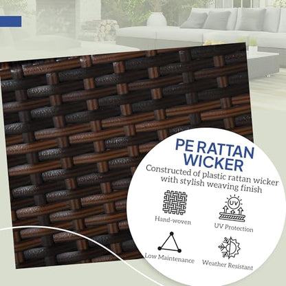2 Pieces Outdoor Patio Ottomans, All Weather Wicker Footstools with Removable Cushions, 3-in-1 PE Rattan Ottoman Seat, Footrest and Side Table for Backyard, Poolside, Dark Blue