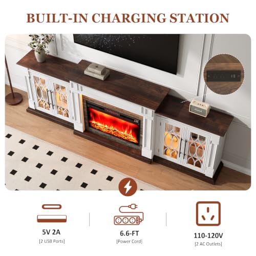104" LED Electric Fireplace TV Stand with Outlet, For TVs Up to 100 Inch, view 7