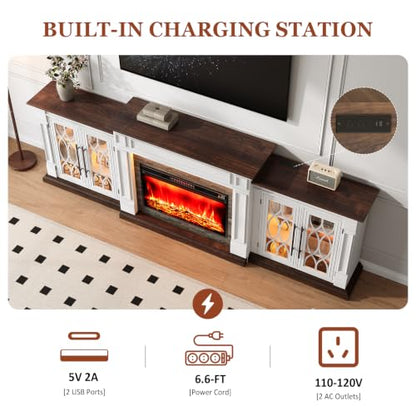 104" LED Electric Fireplace TV Stand with Outlet, For TVs Up to 100 Inch, view 7