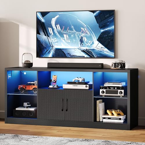 59" TV Stand for TVs up to 65", LED Entertainment Center, Black, view 3