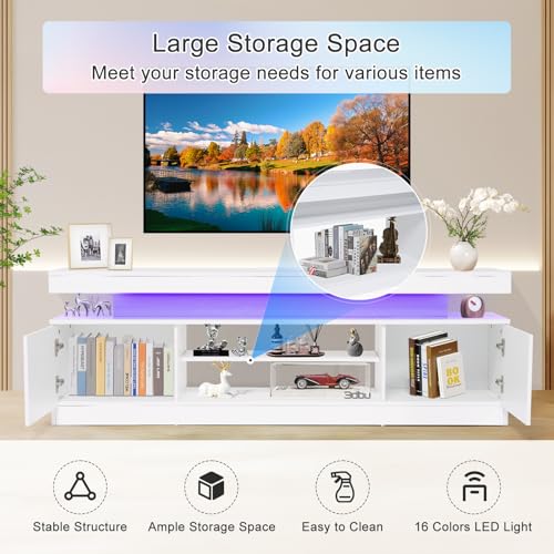 63" High Gloss TV Stand, Entertainment Center, Media Console, view 4