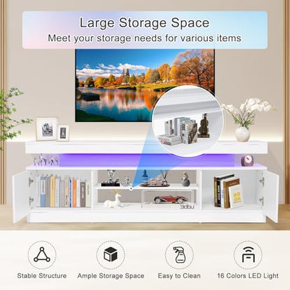 63" High Gloss TV Stand, Entertainment Center, Media Console, view 4