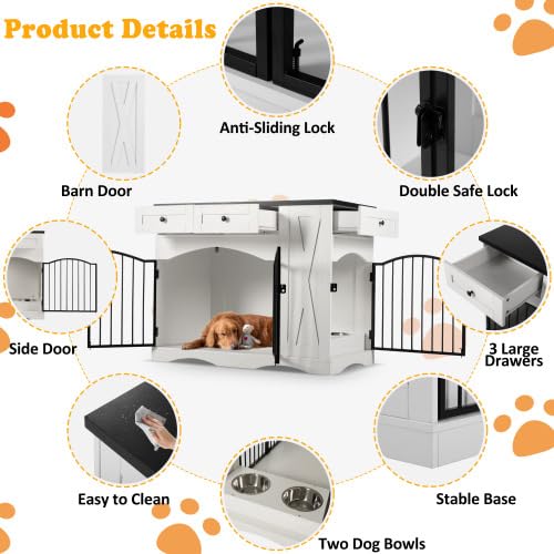 Farmhouse Style Dog Crate Furniture, Indoor Dog Kennel for Large Dogs, view 3