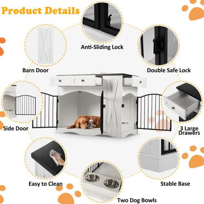 Farmhouse Style Dog Crate Furniture, Indoor Dog Kennel for Large Dogs, view 3