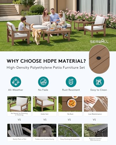 HDPE Outdoor Patio Furniture Set | with Coffee Table & Side Table