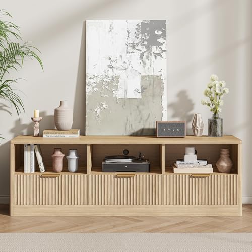 59" Fluted TV Stand for TVs Up to 65", Natural Oak, view 4