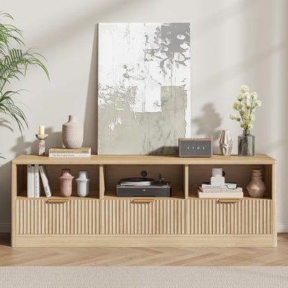 59" Fluted TV Stand for TVs Up to 65", Natural Oak, view 4