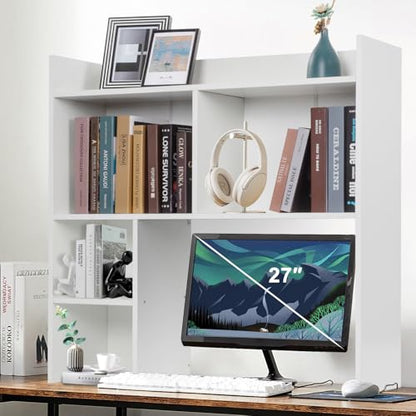 Desktop Bookshelf 36" Tall, White Desk Hutch for Dorm Computer Desk, view 2